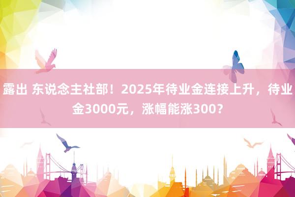 露出 东说念主社部！2025年待业金连接上升，待业金3000元，涨幅能涨300？