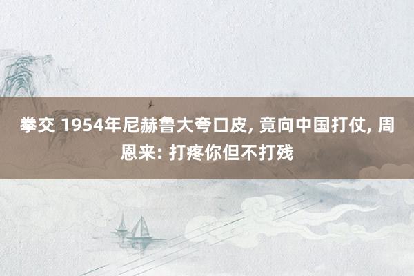 拳交 1954年尼赫鲁大夸口皮, 竟向中国打仗, 周恩来: 打疼你但不打残