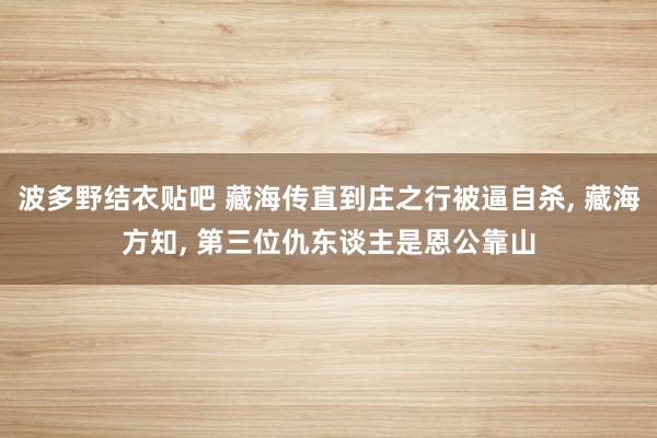波多野结衣贴吧 藏海传直到庄之行被逼自杀, 藏海方知, 第三位仇东谈主是恩公靠山