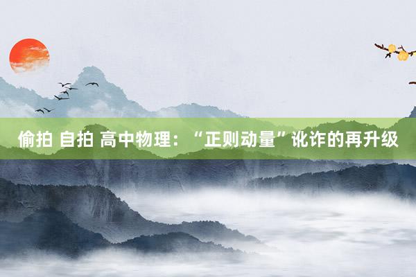 偷拍 自拍 高中物理：“正则动量”讹诈的再升级