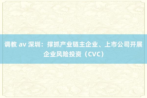 调教 av 深圳：撑抓产业链主企业、上市公司开展企业风险投资（CVC）