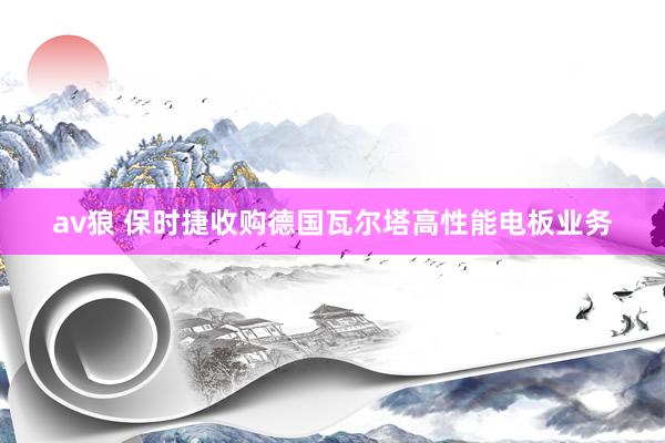 av狼 保时捷收购德国瓦尔塔高性能电板业务