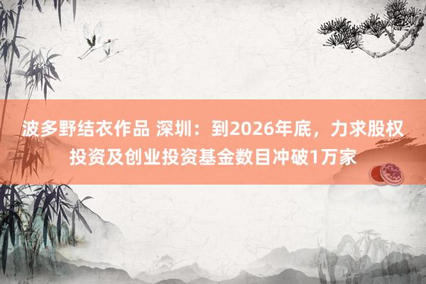 波多野结衣作品 深圳：到2026年底，力求股权投资及创业投资基金数目冲破1万家
